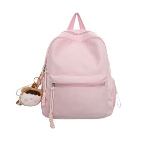 Women's Japanese Style Solid Color Raw Backpack Cute And Lightweight Travel (Option: Pink-Single Bag)