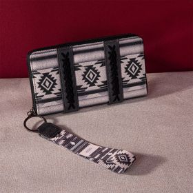 Vintage Cotton And Linen Printed Women's Wallet (Option: PG5001 8 Gray White)