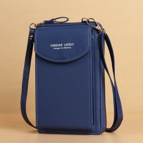 Mobile Phone Crossbody Bags Clutch Large Capacity Long Wallet Shoulder Bag Women (Color: Dark Blue)