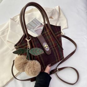 Niche Plaid Women Shoulder Messenger Bag Retro (Color: Red)