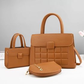 New Commuter Large Capacity Shoulder Bag Three-piece Set Versatile Handbag (Option: Khaki-30 √ó 12 √ó 22cm)