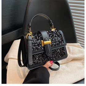 Women's Fashion Casual Sequin Shoulder Bag (Color: Black)