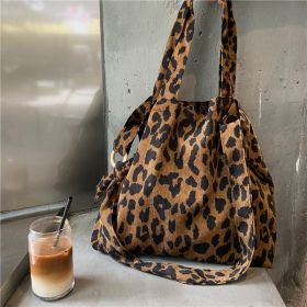 Simple Large Capacity Artistic Retro Rose Messenger Bag (Option: Corduroy Old Leopard Print)