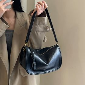 Boston Bag Women's Soft Leather Large Capacity Shoulder Crossbody (Color: Black)