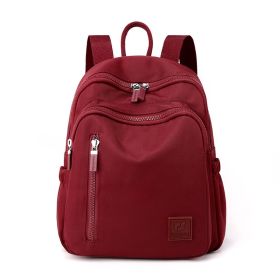 New Nylon Water Repellent Large-capacity Backpack Female Lightweight Backpack (Option: Purplish Red)