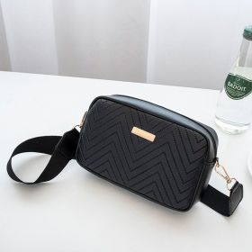 Women's Fashion Casual Wave Pattern Shoulder Bag (Color: Black)