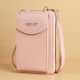 Mobile Phone Crossbody Bags Clutch Large Capacity Long Wallet Shoulder Bag Women (Color: Pink)