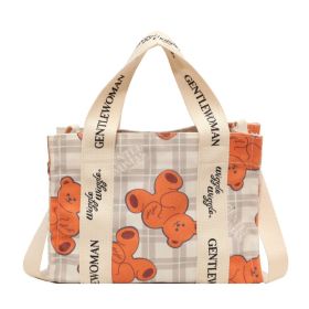 Letter Printed Canvas Bag Large Capacity Crossbody Ladies (Option: Gray Grid)