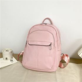 Fashion College Schoolbag Trendy Backpack Women's All-match Simple Large Capacity (Color: Pink)