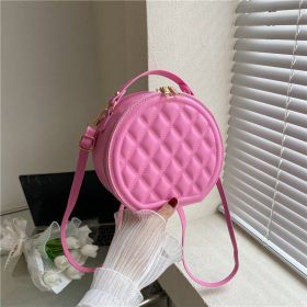 Fashion Diamond Plaid Women's Messenger Bag (Color: Pink)