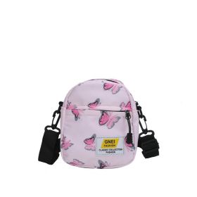 Spring And Summer Women's Bag Fashion Printed Nylon Fabric Travel Out Shoulder Crossbody (Color: Pink)
