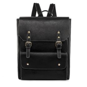 Korean Style Retro Simple Backpack (Color: Black)