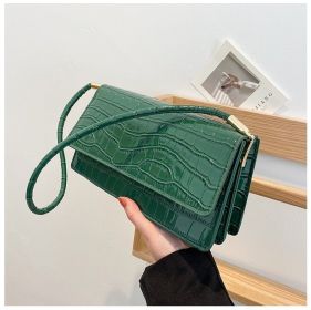 Women Shoulder Bgas Stone Pattern Solid Color Elegant Bag (Color: Green)
