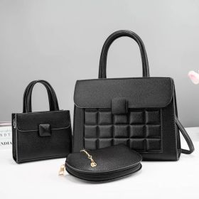 New Commuter Large Capacity Shoulder Bag Three-piece Set Versatile Handbag (Option: Black-30 √ó 12 √ó 22cm)
