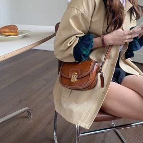 Saddle Bag Fashion One-shoulder Crossbody Bag Commuter Bag (Option: Brown-22cmx6cmx12cm)