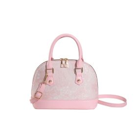 Popular Fashion Pattern Stitching Shoulder Messenger Bag Women's Simple Portable (Color: Pink)