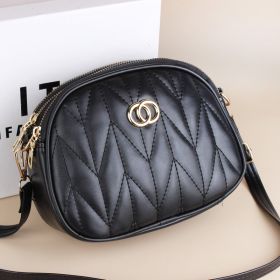 Women's Shoulder Messenger Bag New Fashion Small Round Mini (Option: Bamboo Leaf Pattern)