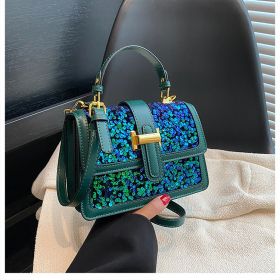 Women's Fashion Casual Sequin Shoulder Bag (Color: Green)