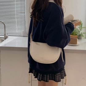 Women's Bag Casual Black One Shoulder Crossbody Bag Versatile Dumpling Bag (Color: White)