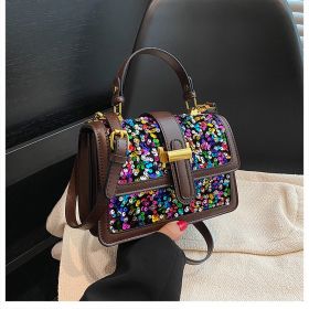 Women's Fashion Casual Sequin Shoulder Bag (Color: Coffee)