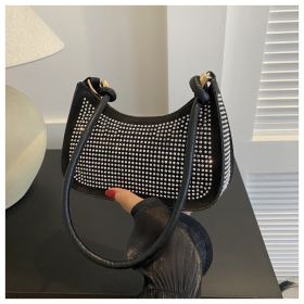 Diamond-embedded Western Style Underarm Bag Fashion Fashion Casual Shoulder Bag (Color: Silver)