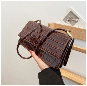 Women Shoulder Bgas Stone Pattern Solid Color Elegant Bag (Color: Brown)