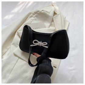 Autumn Elegant Women's Bag Bowknot Trendy Korean Style Fashion Casual One-shoulder Crossbody (Color: Black)