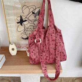 Simple Large Capacity Artistic Retro Rose Messenger Bag (Option: Pink Rose)