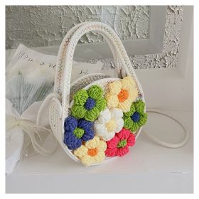 Summer New Cotton String Women's Woven Bag Flower Bag Fresh One-shoulder Portable (Option: White-20 √ó 19 √ó 7cm)