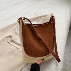 Women's Fashion Plush One-shoulder Crossbody Bag (Color: Brown)