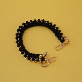 Women's Bag Woven Bag With 40cm Short With Buckle Can Be Mobile Phone Charm (Option: Modified Black-40cm)