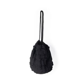 New Fashion Korean Style Pleated Casual Nylon Backpack (Color: Black)