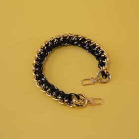 Women's Bag Woven Bag With 40cm Short With Buckle Can Be Mobile Phone Charm (Option: Improved Version Floral Black-40cm)