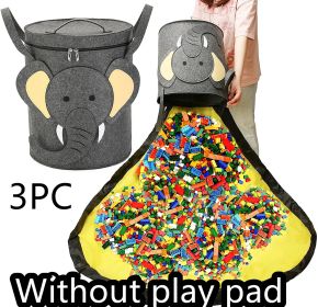 Felt Storage Bag Toy Play Mat 2 In 1 Pull Rope (Option: Grey 3PC-Do not add lining)