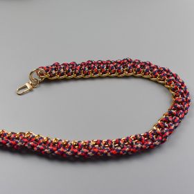 Women's Bag Woven Bag With 40cm Short With Buckle Can Be Mobile Phone Charm (Option: Old Version Color Red-40cm)