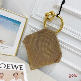 Portable Crystal Bag Turbot Fish Diamond Rhinestone Dinner Bag (Option: Gold-27x29x4)