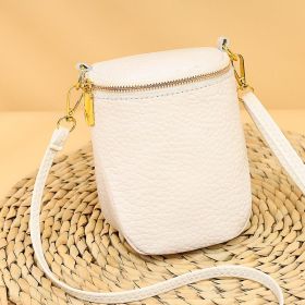 High-quality Leather Mobile Phone Bag Korean Style Shell Bags For Women Fashion Small Shoulder Crossbody Bag (Color: White)