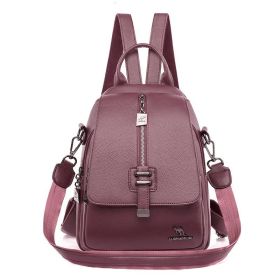 New Fashion PU Soft Leather Small Backpack (Color: Purple)