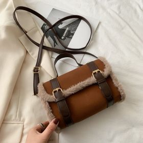 Plush Women's Crossbody Handbag Fashion (Color: Brown)
