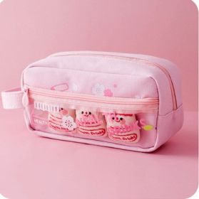 Large Capacity Elementary Students' Pencil Bag (Option: Pink Yakult)