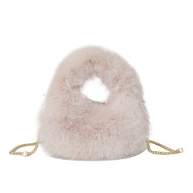 Fashion Plush Hand-carrying Bag Women (Color: Beige)