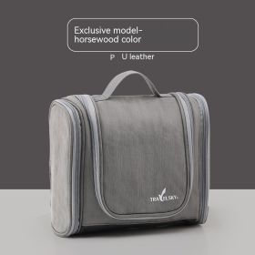PU Leather Large Washing And Makeup Bag (Option: Ebony Color)