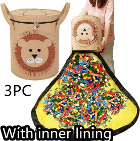 Felt Storage Bag Toy Play Mat 2 In 1 Pull Rope (Option: Khaki 3PC-Lining)