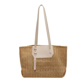 Woven Large Capacity Fashion Handbag (Color: Beige)
