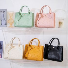 2022 Cartoon Printing Women&#39;s Bag Soft PU Leather Women Shoulder Bag Fashion Handbags Solid Color Luxury Casual Crossbody Bags (Color: Pink)