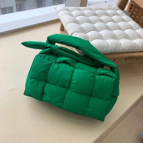 Fashion Women Woven Crossbody Bags New 2022 Solid Cotton Soft Square Messager Bags Flap Wide Shoulder Strap Bags Autumn Winter (Color: Green, size: 29x15x9cm)