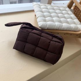 Fashion Women Woven Crossbody Bags New 2022 Solid Cotton Soft Square Messager Bags Flap Wide Shoulder Strap Bags Autumn Winter (Color: Brown, size: 29x15x9cm)