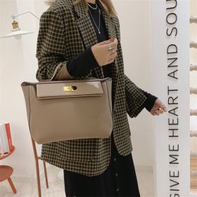 Handbags For Women Shoulder Bags Fashion Classic Brand Designers Females Flap Clutch Bags Metal Button Solid Color Commuter Bag (Color: Grey, size: 29X22X12cm)