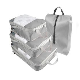 4pcs Packing Cubes Suitcase Organiser Packing Bags Luggage Organiser Set (Color: Grey)