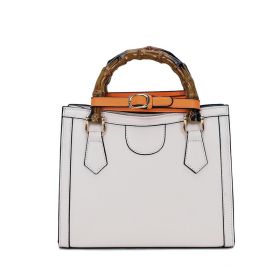 2022 Women's Handbags Brand Designers Bamboo Handle Shoulder Bags Leather Females Casual Square Bags Fashion Crossbody Bags (Color: White, size: 21x18x9cm)